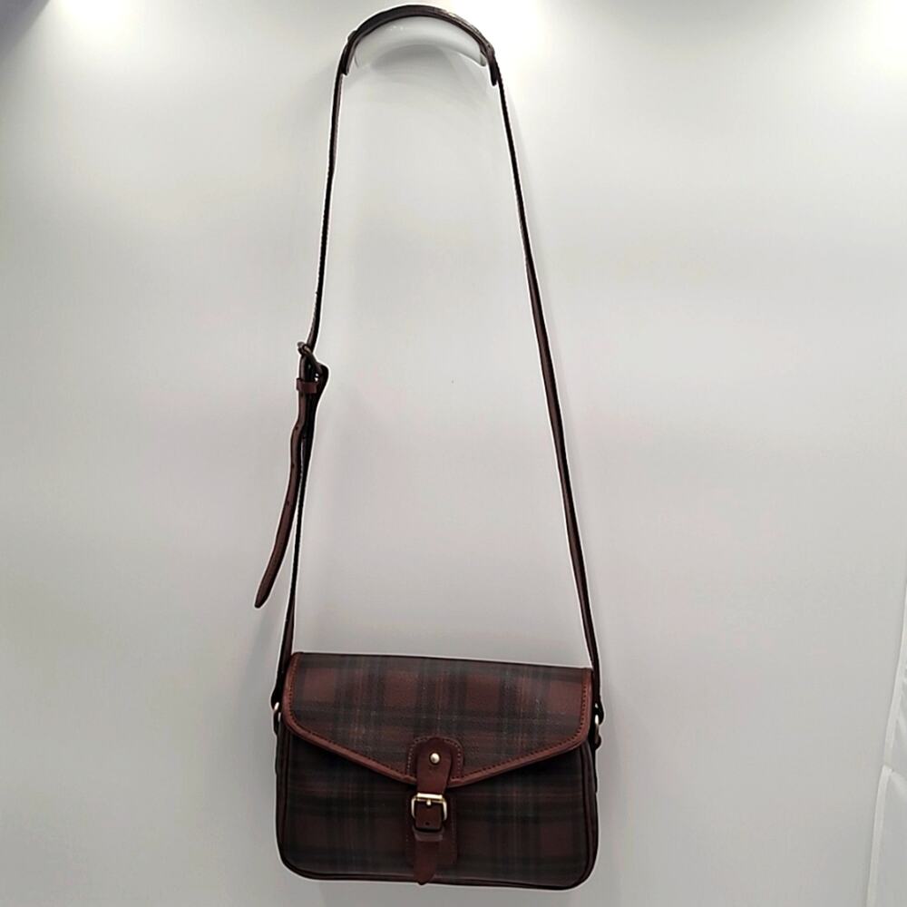 POLO RALPH LAUREN Vintage Plaid Tartan Crossbody Saddlebag - Picture 2 of 10